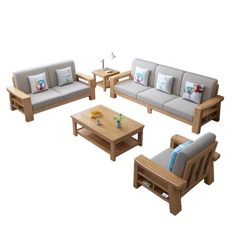 Nordic solid wood sofa modern simple living room small apartment