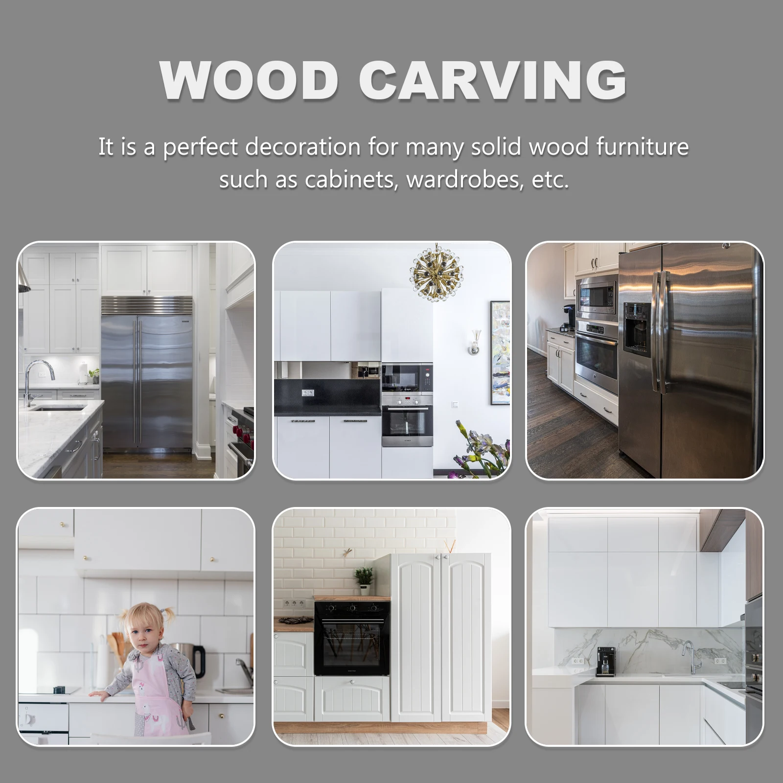 

1Pcs Wooden Carved Onlay Exquisite Wood Carving for Furniture Cabinet Doors Home Decorative Applique Vintage European Appliques