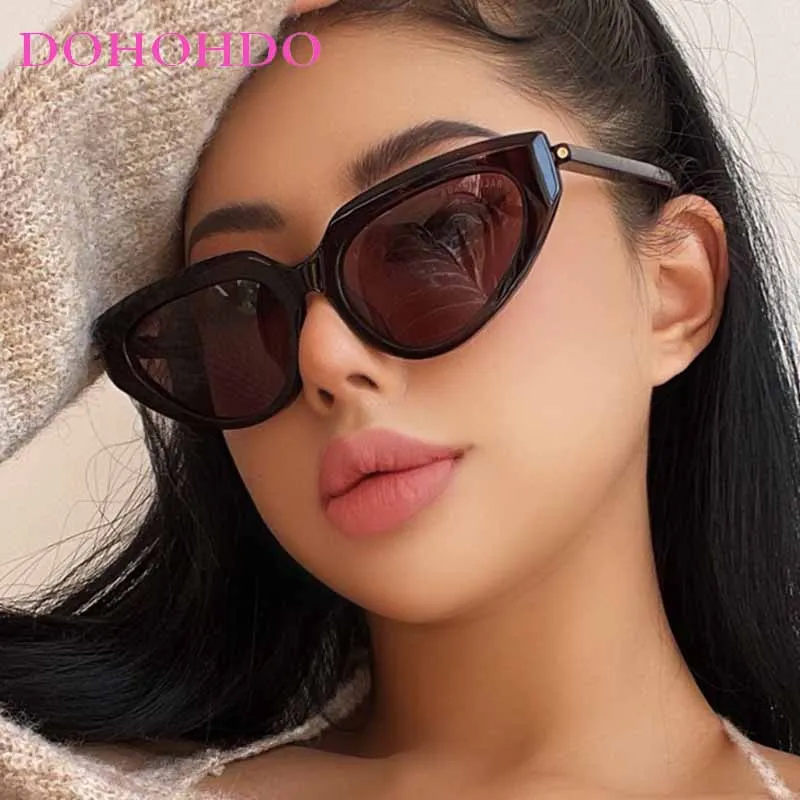 DOHOHDO New Ins Popular Cat Eye Sunglasses Women Retro Punk Gray Lens Eyewear Men Shades UV400 Luxury Brand Oculus Sun Glasses