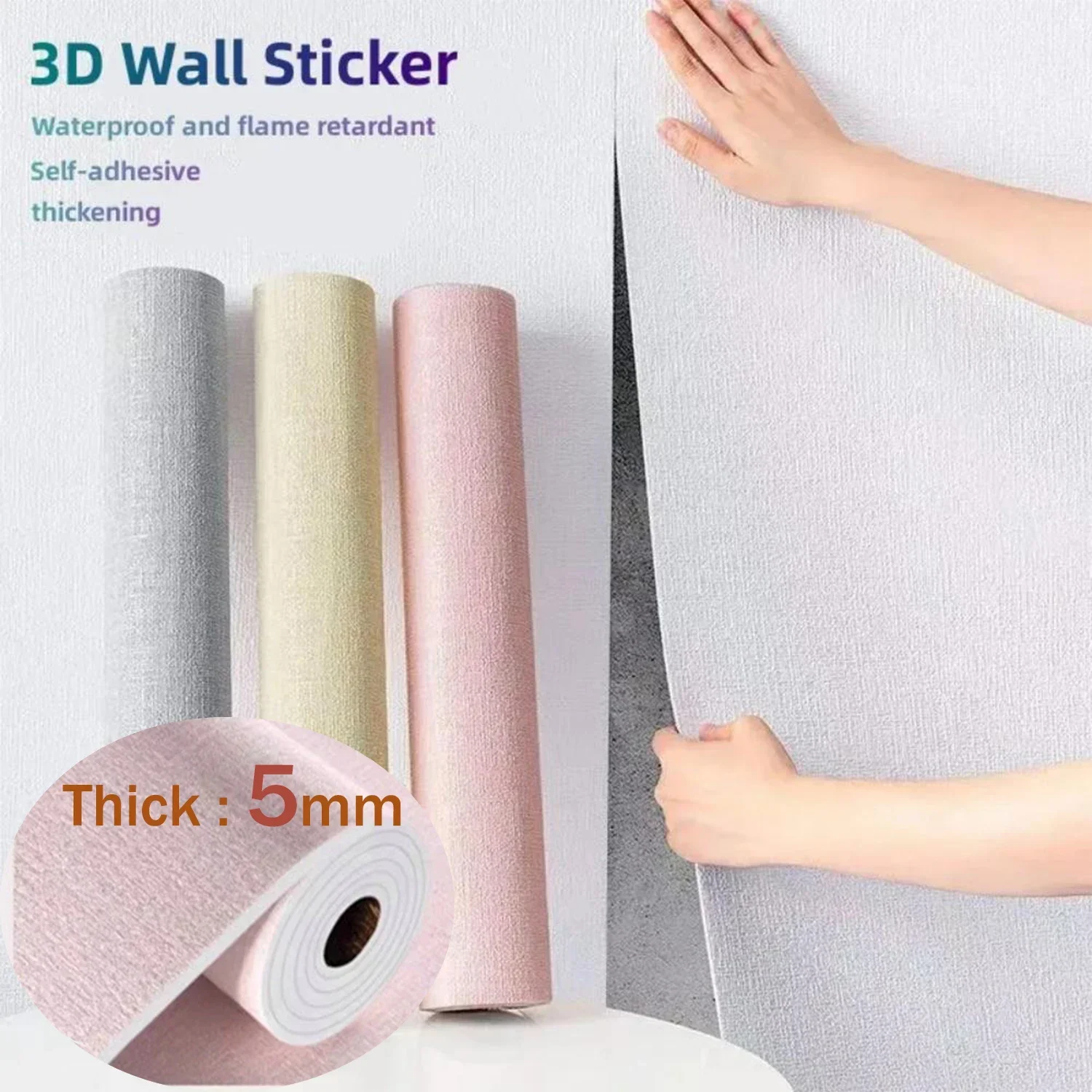 

Self Adhesive 3D Wallpaper, Wall Sticker, Waterproof Removable DIY Wall Decorative Upgrade Thicker Soundproof Waterproof