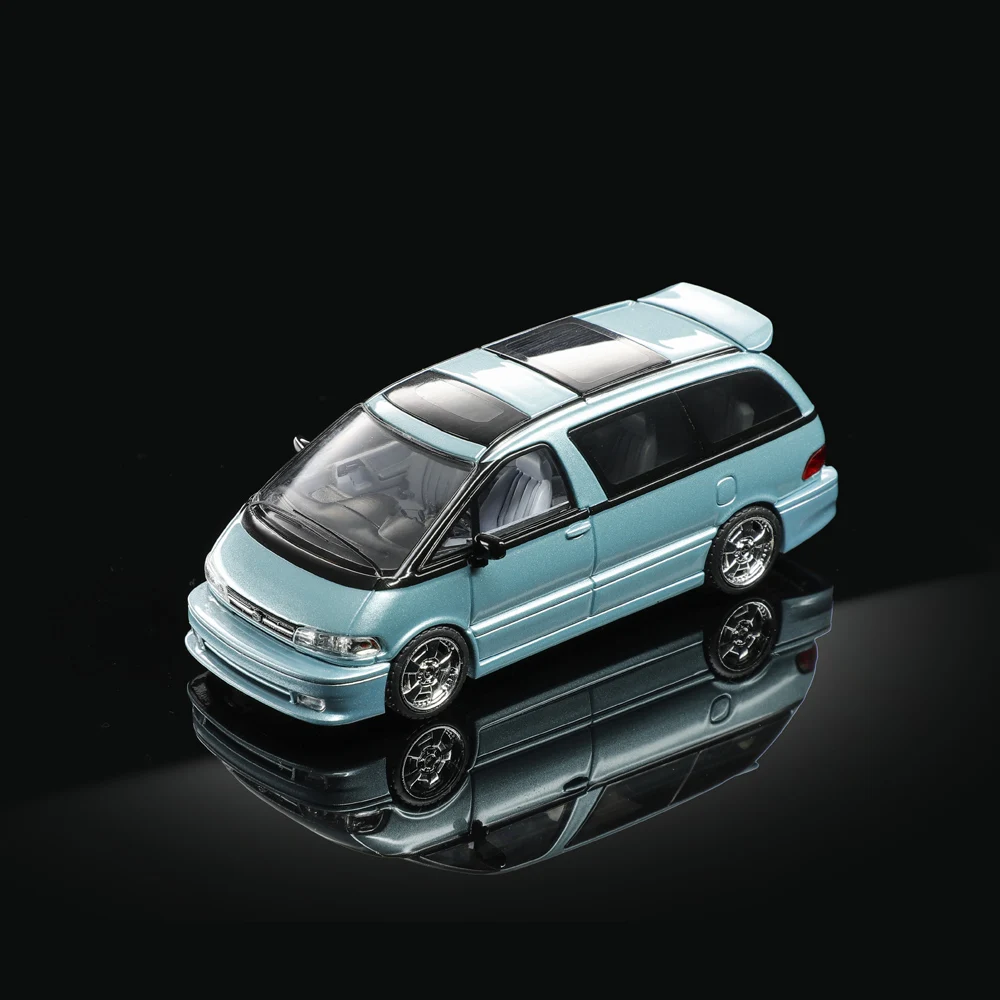 MORTAL 1/64 Previa Multifunctioneel voertuig Diecast Metallic Custom Paint Diecast Miniatuurbus Hobbycadeau voor volwassenen