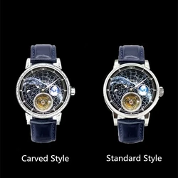 SEAKOSS Men's Skeleton Tourbillon Watches Diamond Clock Movement Automatic Mechanical Watch Men 50ATM Waterproof