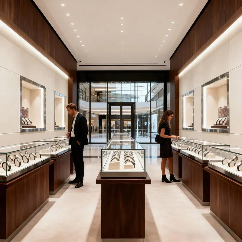 Jewellery Jewelry and Watch Display Showcase Glass Cabinet Stainless Steel Metal Pedestal Stand Counter