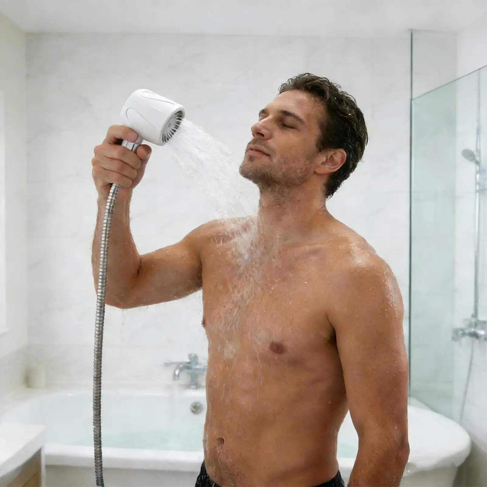 

Shower Head with Handheld Universal Coarse Hole Thermostatic Massager Mens Shower Head Massager for Family Apartment Home RV