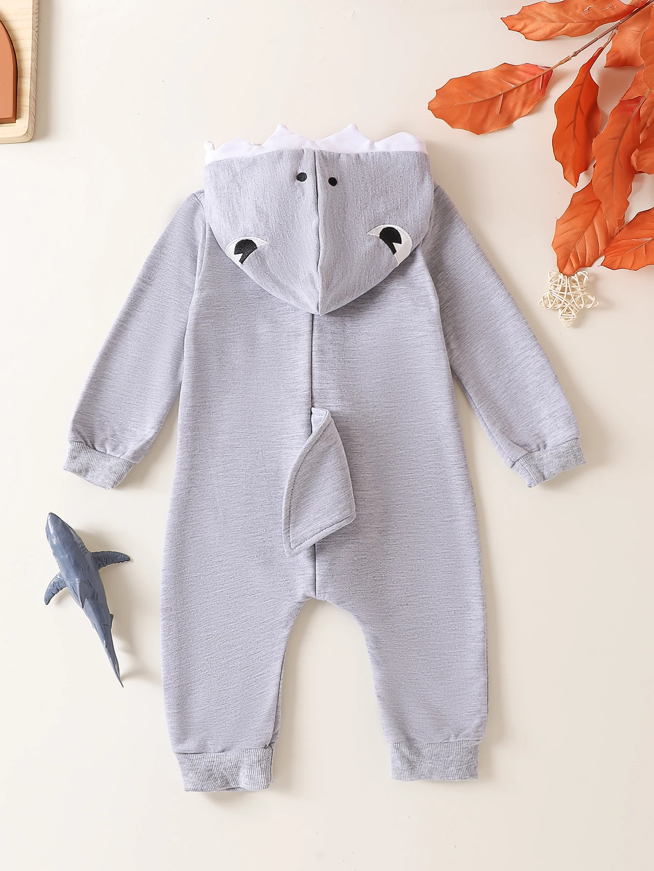 Autumn Newborn Infant Baby Boys & Girls Long Sleeved Hooded Shark Romper Onepiece Crawling Suit Baby Clothing