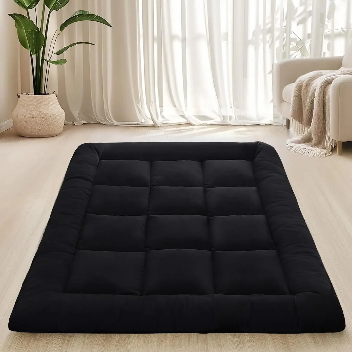 

Foldable Portable Futon Mattress 3" Black Tatami Mat for Adults Kids Camping Sleeping Pad Twin Size