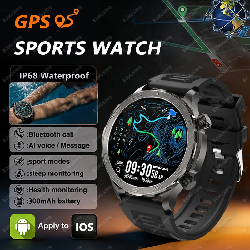 

Новые военные смарт-часы 2026 года с AMOLED-экраном 1,53 дюйма, отслеживанием спортивной активности, компасом, Bluetooth-звонками, водонепроницаемостью IP68