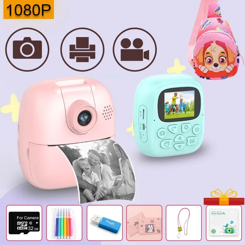 

Instant Print Digital Kids Camera 1080p HD For Gifts Boys Birthday Girls Children Paper Shoot Photo Video Cameras Toy Outdoor