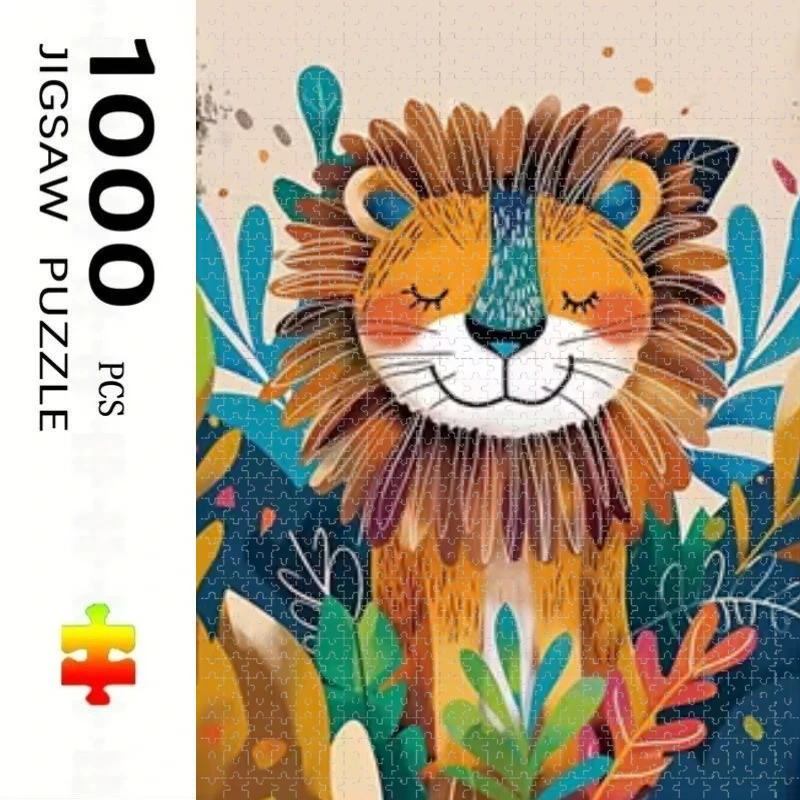 

500 PCS Jigsaw Puzzle Colorful Tropical Forest Lion Pattern Perfect for DIY Creative Fun with Family,Gift ,teasing Toy