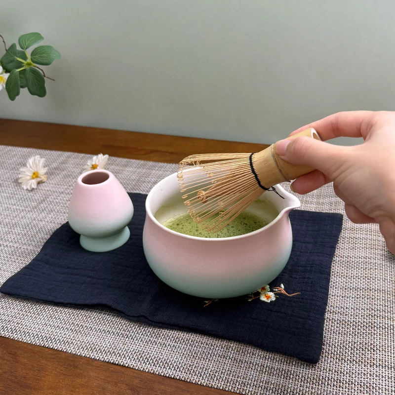 

Complete Matcha Set Matcha Kit With Ceramic Gradient Mountain Carved Bowl 100 Prong Whisk JapaneseTea Tools for Matcha Lover