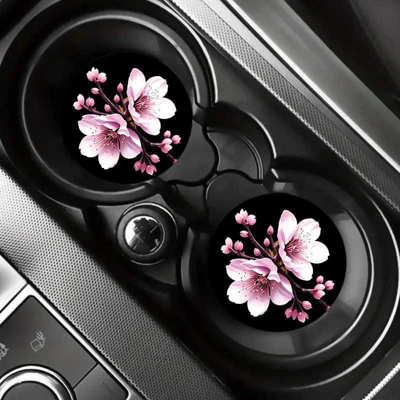 Leather Car Coaster Anti Slip Water Cup Pad Universal 2.75 Inch Waterproof Non Slip Auto Cup Holder Insert Mat Washable Vehicle