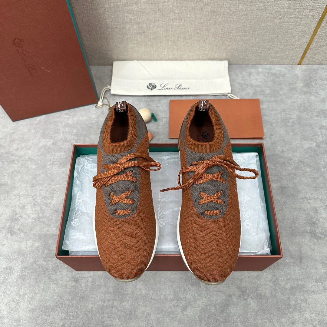 

Men's Brown 360 Flexy Walk Leather-trimmed Knitted Wish Wool Sneakers Comfortable and Breathable Textile Fibers Casual Shoes