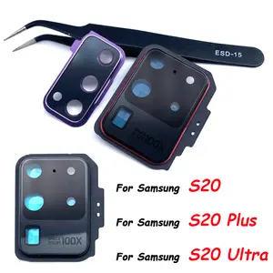 Bilashmart Samsung S20 Ultra S20 Fe S20 Plus S20 Repair Replace Back Camera Glass Lens Cover with Frame Holder Replacement Part