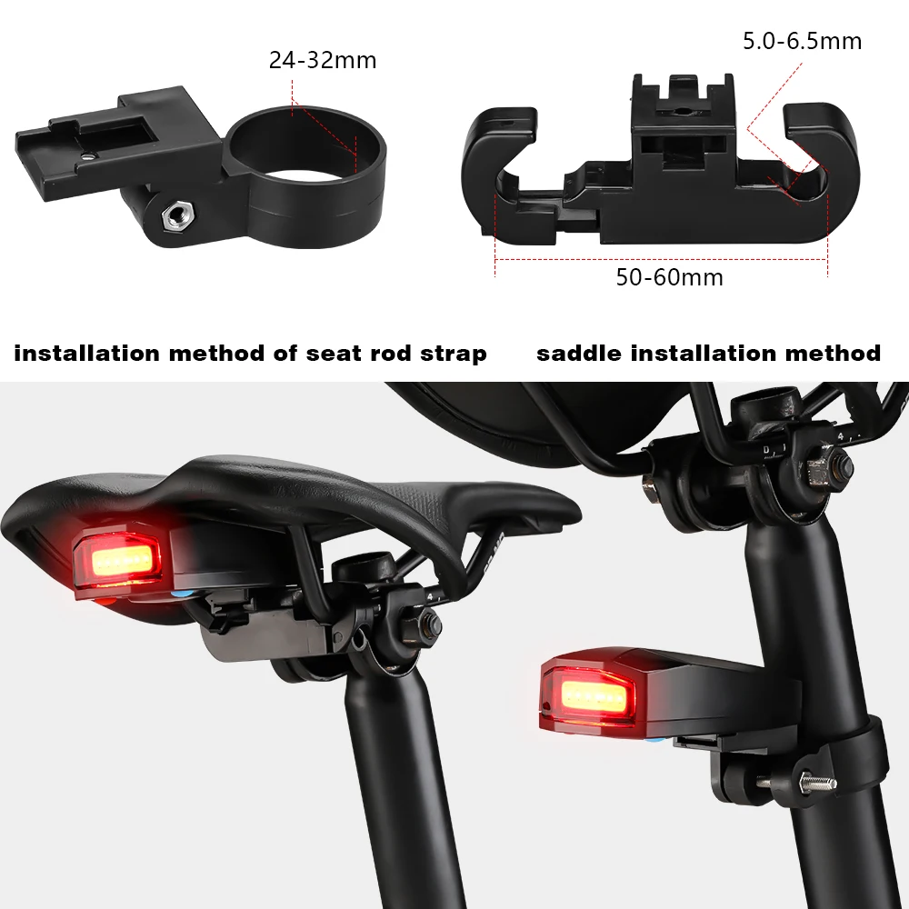 New Bicycle Burglar Alarm Taillight Smart Brake Sensing Wireless Waterproof Remote Control USB Charge Bike Rear Light Horn