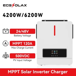 ECGSOLAX 4200W 6200W Solar Hybrid Inverter Charger 24V 48V Battery Pure Sine Wave 220VAC 120A MPPT Solar Charge Controller LCD