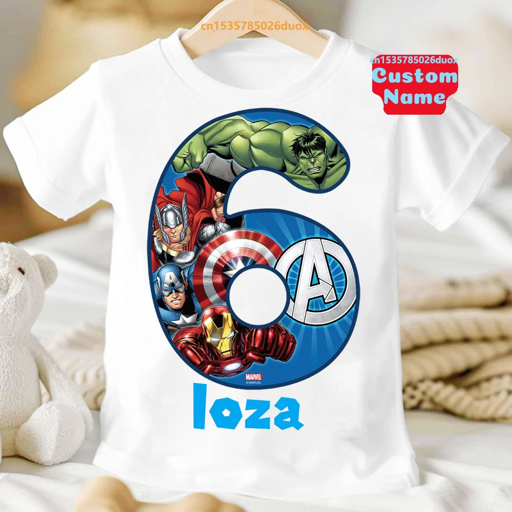 2 3 4 5 6 7 8 9 Birthday Boy SpiderMan Avengers Summer Short Sleeved Shirt Marvel SuperHero Personalize Name Birthday Girl Shirt