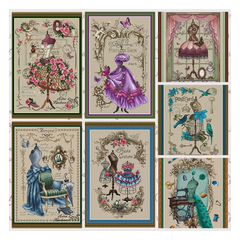 

Набор для вышивки крестом, швейная магазин, серия розовых платьев, подарок ручной работы, упаковка материалов для вышивания