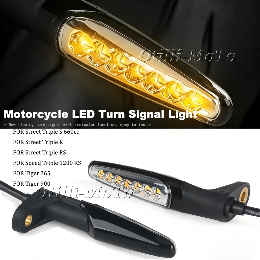 

Motorcycle Accessories For Street Triple S 660cc Street Triple R Street Triple RS 1200 RS 900 765 ﻿ Flow Style LED Turn Signals