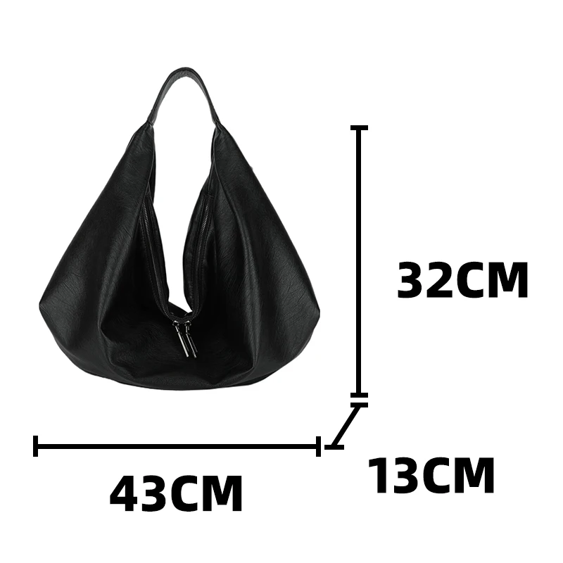 Women\'s Underarm Black Shoulder Bag Vintage Large Shopper Commuter Roomy Hobos Bags for Ladys Female Retro Original Tote Handbag