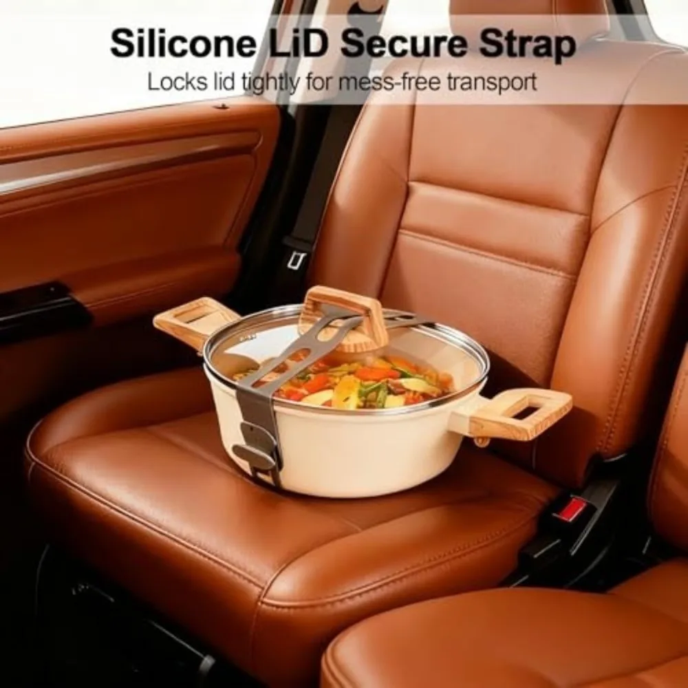 3/4pcs Silicone Slow Cooker Latch Strap Secure Hold Elastic Self-Lock Pot Lid Tie Adjustable Multi-Use Bundling Strap