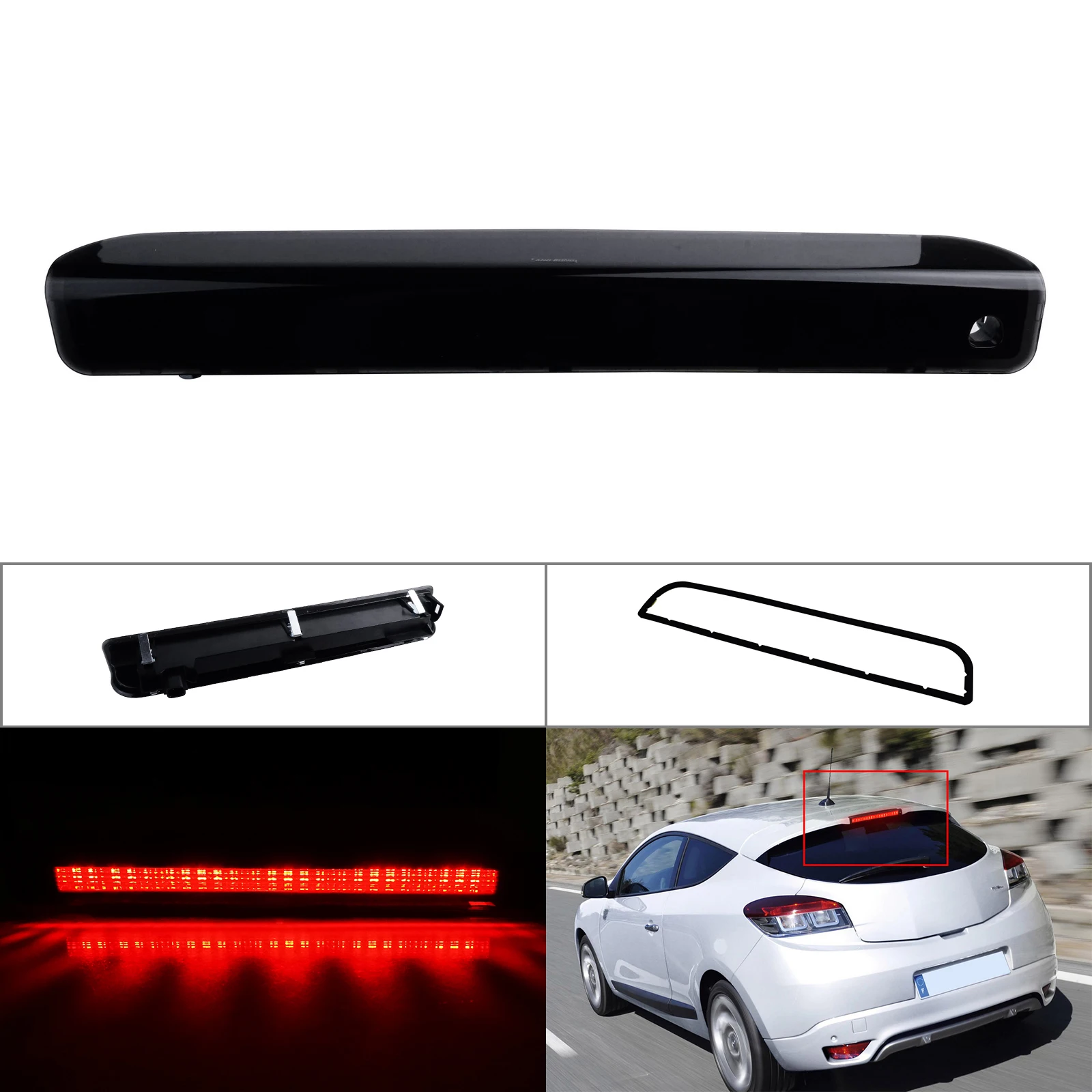 Black Smoked Rear LED High Level Third Brake Stop Light for Renault Megane 08-16