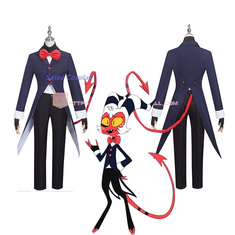 

Mox Helluva Moxxie Anime Boss Hazbin Knolastname Cosplay Costume Suit Clothes Uniform Halloween Party Mens Women Devil Tail