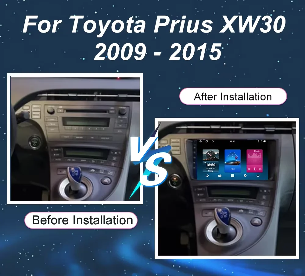 For Toyota Prius 3 XW30 2009-2015 Android 16 Car Radio Multimedia Video Player GPS Navigation Carplay 4G QLED Screen DSP Stereo