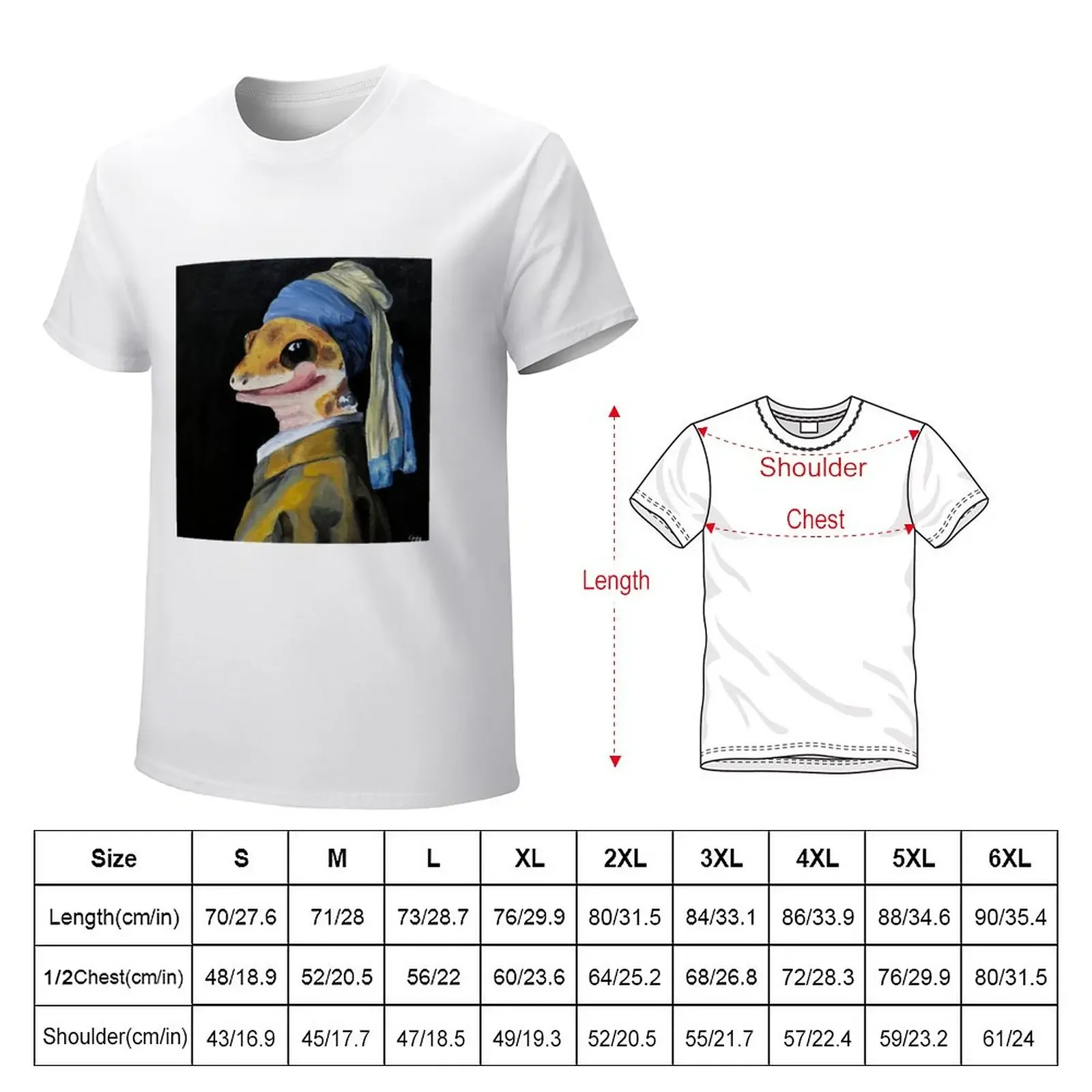 Geck with a Pearl Earring T-Shirt animal prinfor boys oversizeds tops fitted t shirts for men