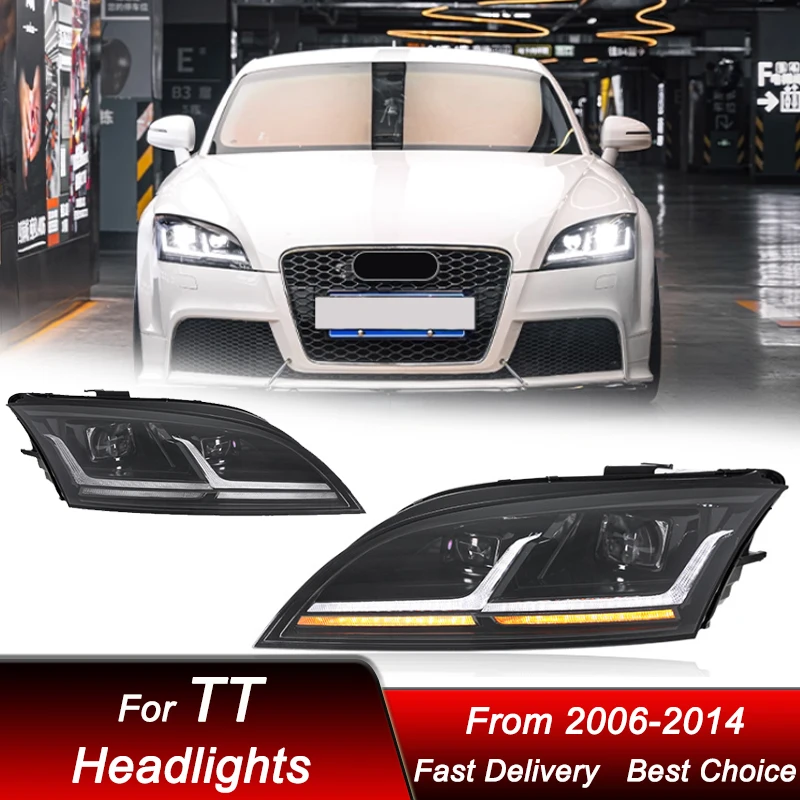 

Горячие автомобильные фары для Audi TT TTS 08-14, новый стиль, светодиодные автомобильные фары в сборе, обновленный комплект аксессуаров для линз проектора