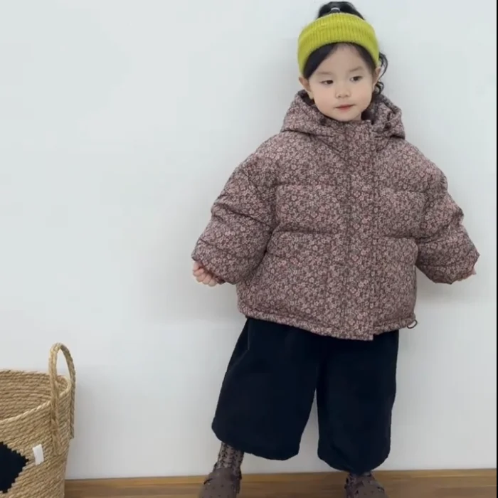 New Girls' Thick Cotton Clothing Winter Children's Western-style Korean Version Warm Floral Cotton Clothing Jacket