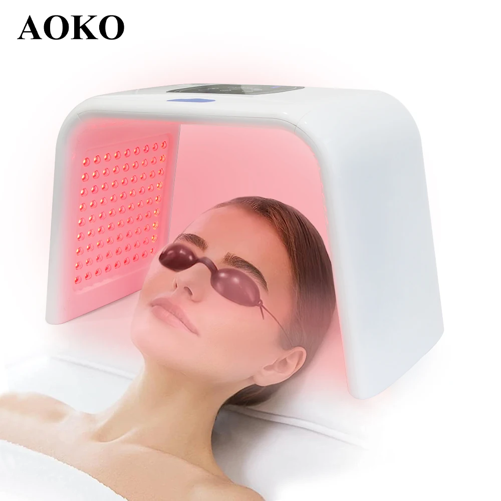 AOKO New 7 colors LED Mask Photodynamic Facial Mask Nano Spray Moisturizing Face Body Skin Tighten Anti Wrinkle PDT Machine