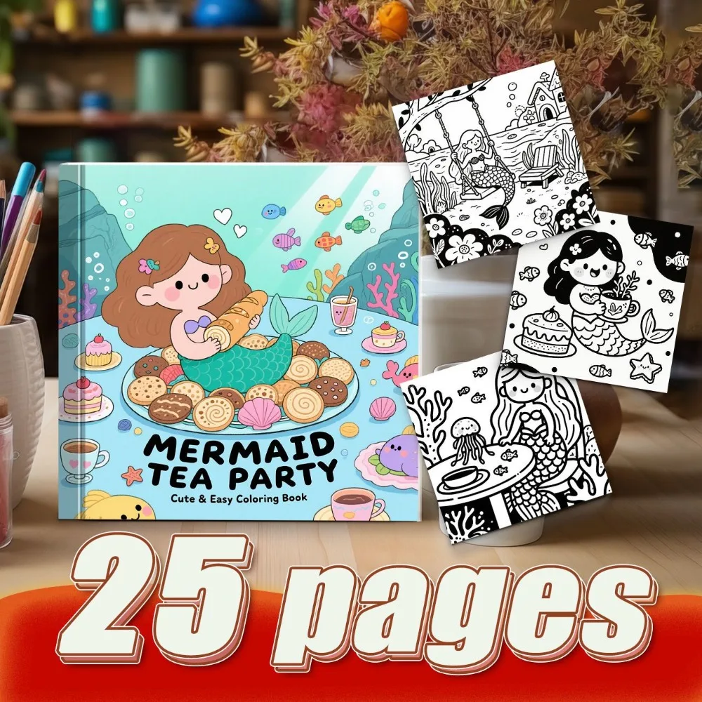 

Ocean Mermaid Creative Coloring Book Campus Handicraft Art Practice Colorful Ocean Elements High Quality Paper