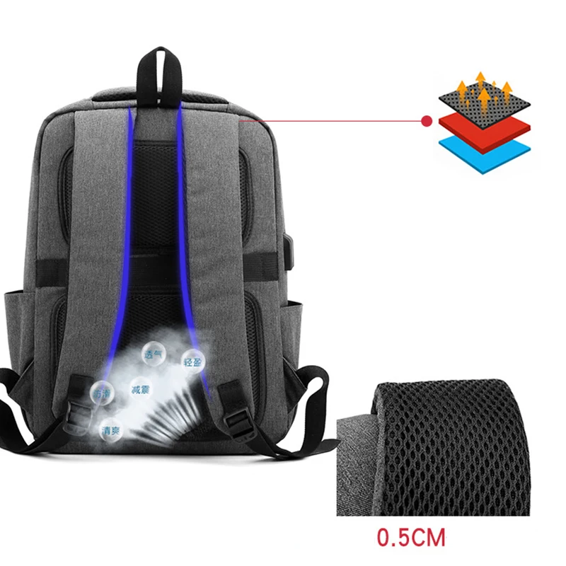 Mochila de negocios para hombre, bolsa de nailon de gran capacidad con carga Usb de 2023 pulgadas, 15,6