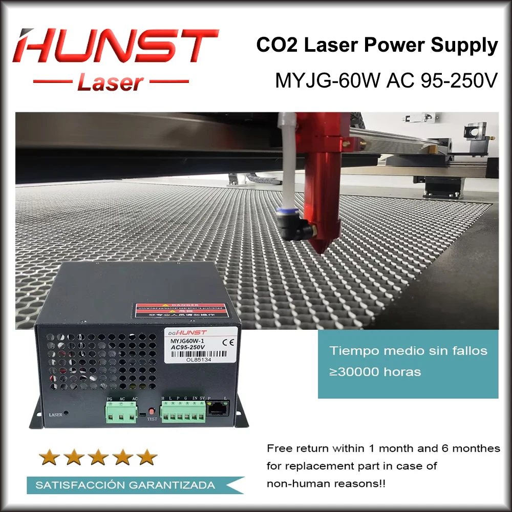 HUNST CO2 Laser Power Supply MYJG 60W  95~250V Voltage and is Used for 50-70W Laser Engraving and Cutting Machines.