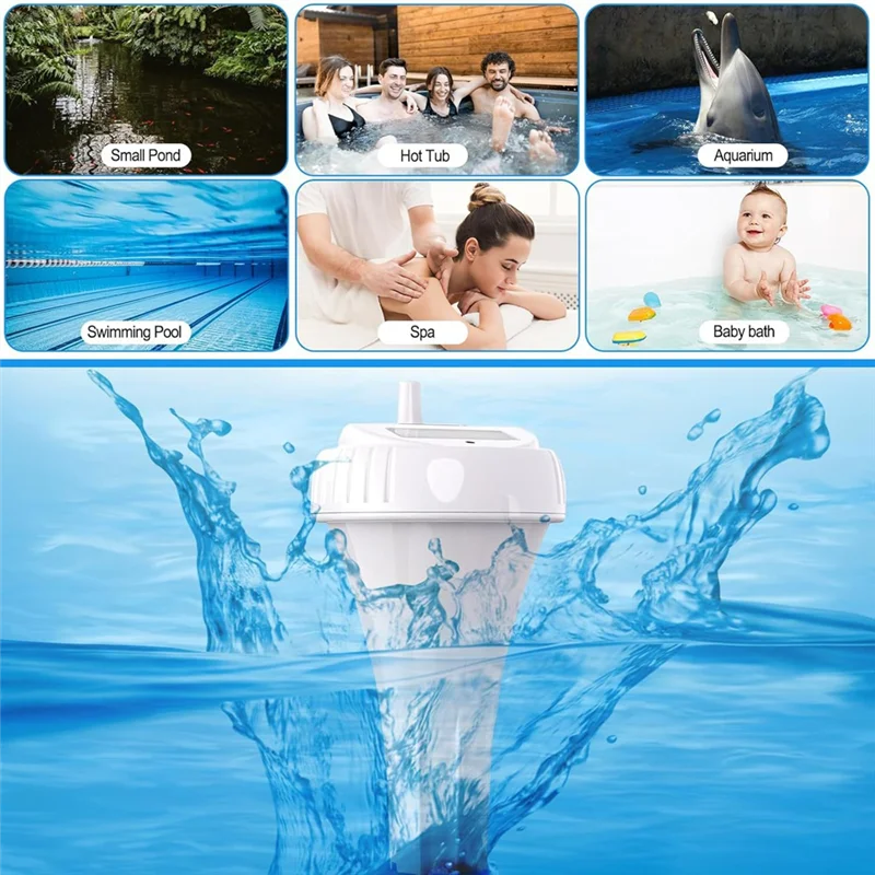 WOTT-Wireless Pool Thermometer Digital Temperature Sensor With Memory 24H LCD Display For Swimming Pool Tub