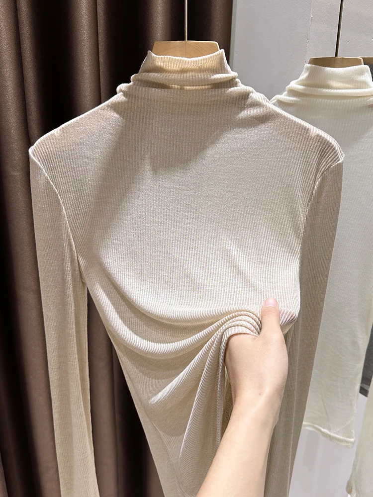 

Женская трикотажная базовая футболка Ele High Ne: мягкая, приятная к телу, тонкая, весенняя, для ношения под одеждой, из смеси полиэстера и вискозы