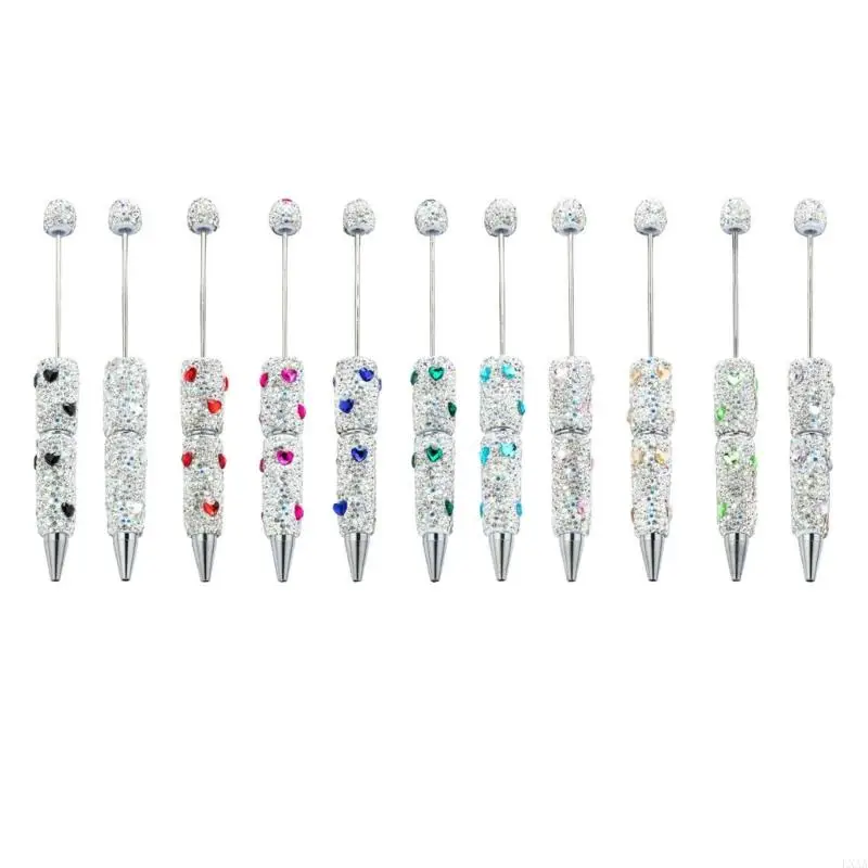 

LXAA 6pcs/Set Ballpoint Pen Glittering Beadable Pen Writing Pen School Supplies