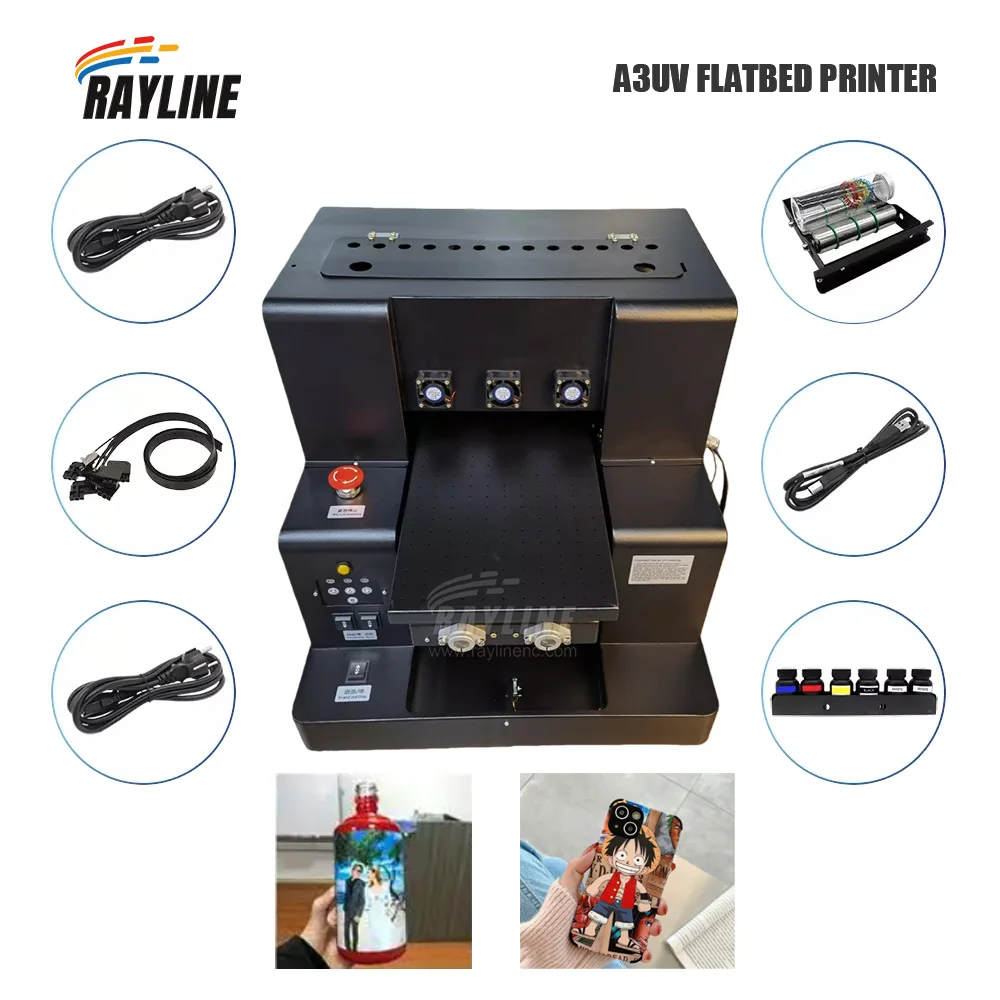 A3 A4 UV Flatbed Printer Small Universal Printer for Cylinder Metal Ceramics Phone Case Plastic PVC Craft Printing view 5