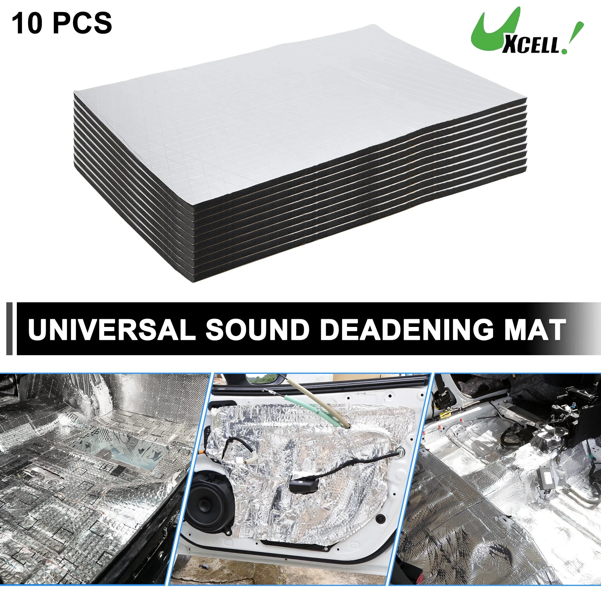 

UXCELL 10pcs 40x25cm 10mm Car Sound Deadening Mat Aluminum Foil Foam Self Adhesive Heat Shield for Car Boat