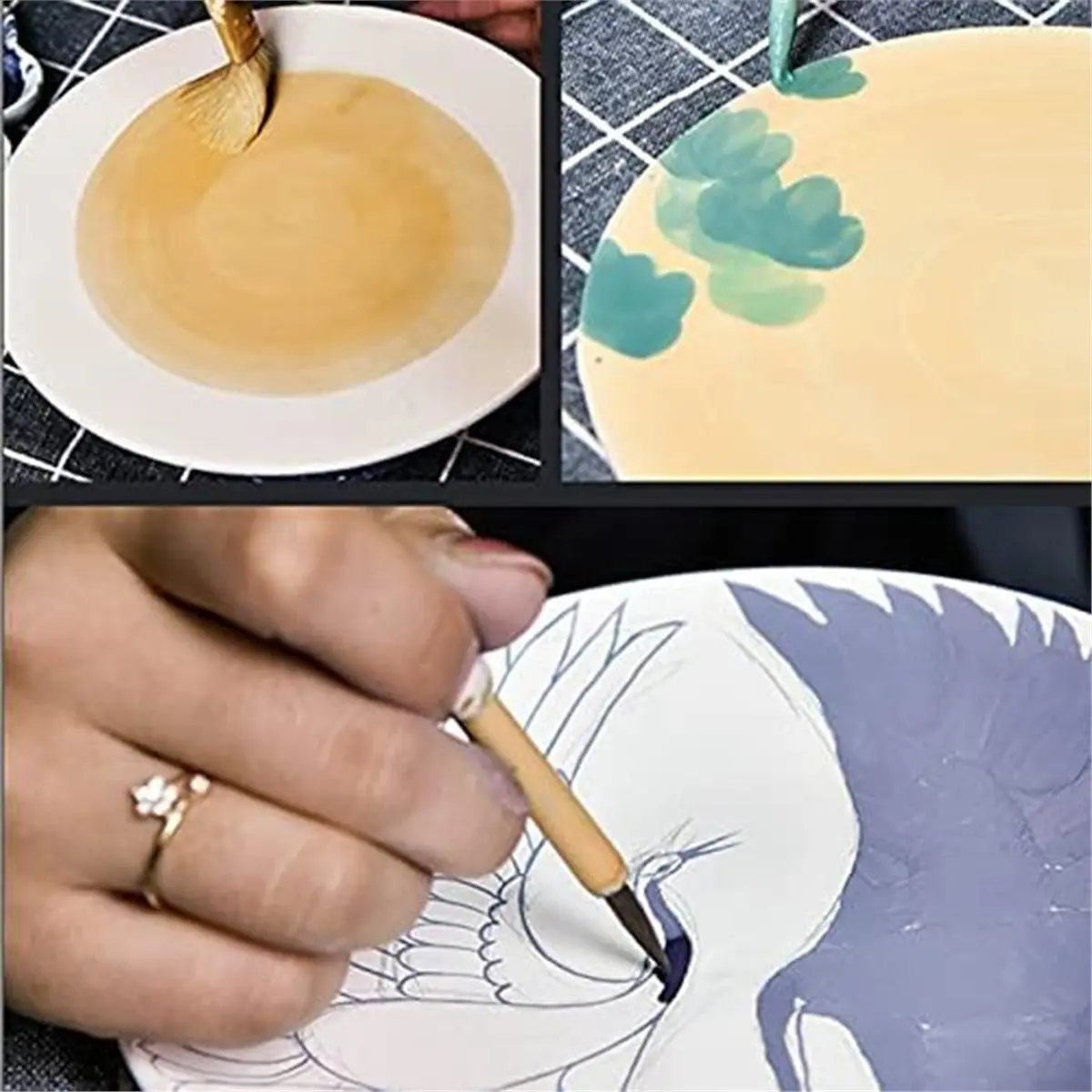 【BAAQ】 8PCS/Set Writing Brush Pottery Tools Painting Painted Hook Pen Sweep Dust Hydration for Ceramic Clay Polymer Tool