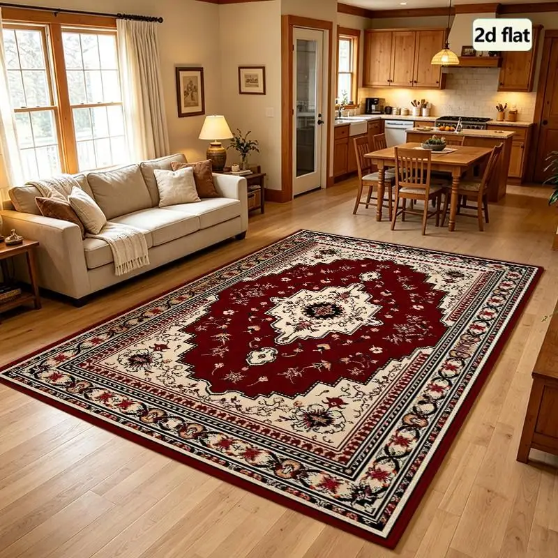 1PC Traditional Oriental Area Rug Red Mats For Floor Entry Rugs For Inside House Vintage Laundry Room Decor Pet Friendly Rug Coastal Area Rug Outdoor Bedroom Playroom