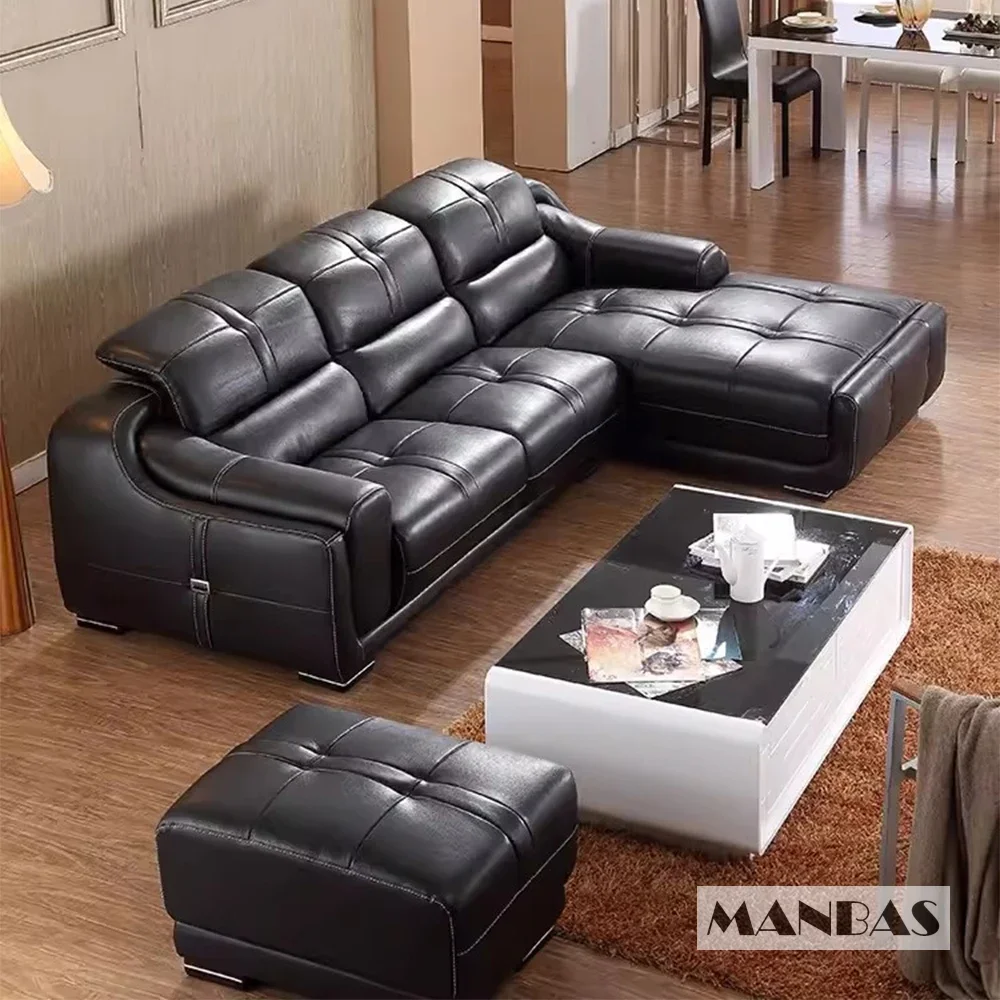 MINGDIBAO Living Room Sofas Italian Genuine Leather Sofa Sets Big Sectional Corner Couch With Adjustable Headrest Home Furniture