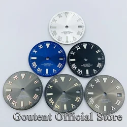 Goutent 29mm Black White Gray Roman Numeral Luminous Watch Dial Fit NH35 Automatic Movement Fit 3 O'Clock Crown 3.8O'Clock Crown