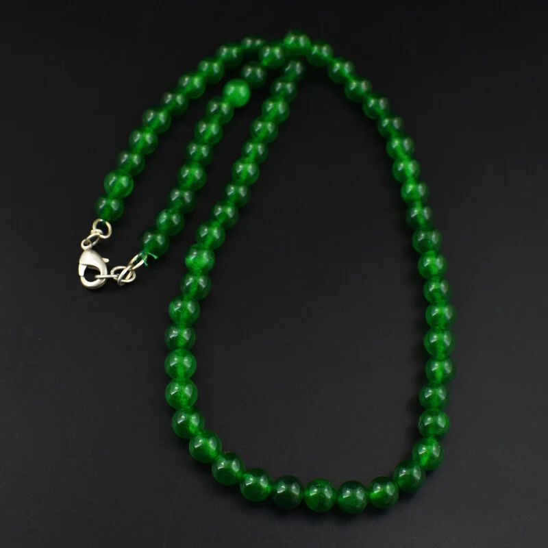 

239 Cts Natural Single Strand Green Jade Round Shape Beaded Nelace JK 07E325