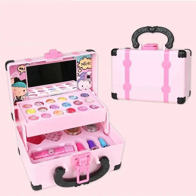 【Consumenten-Favoriet!】Kids Make-up Kit Voor Meisje Cosmetische Schoonheid Setlipstick Oogschaduw Met Draagbare Make-up Doos Make-up