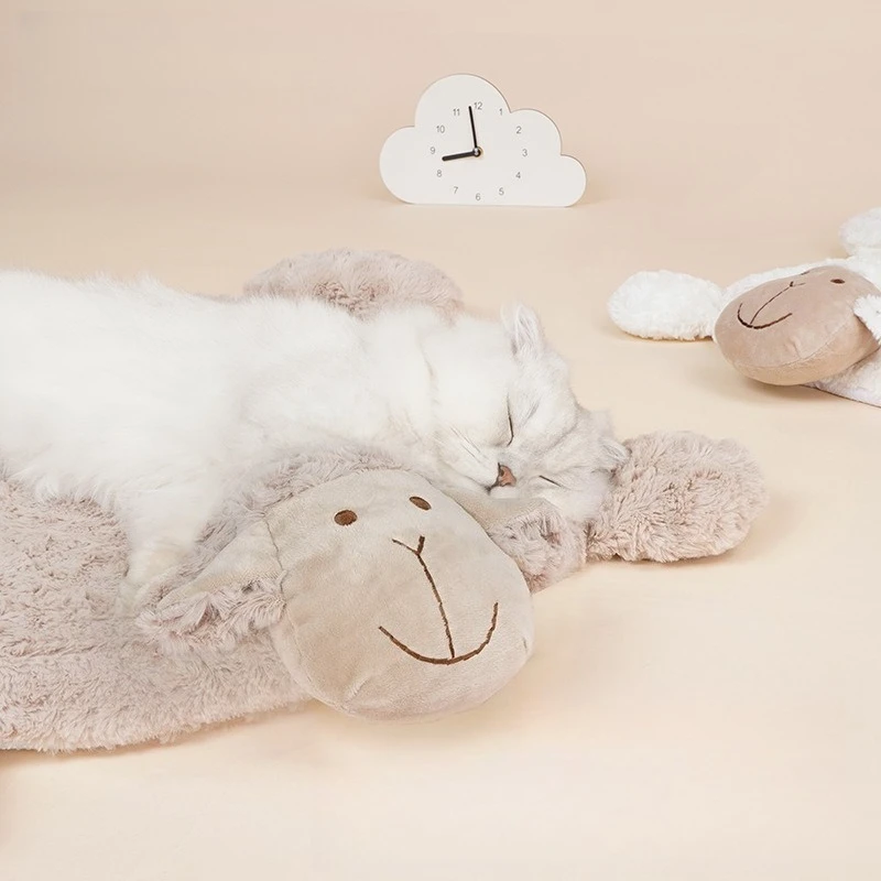 winterSoft Plush Lamb Pet Sleeping Mat Cute Dog Cat Floor Cushion for Kennel Crate Bed Washable Pad Small Pets Comfortable Nap B