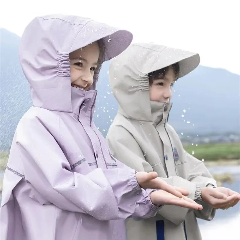 

Outdoor children's rain gear waterproof and windproof safety test wet change pattern portable