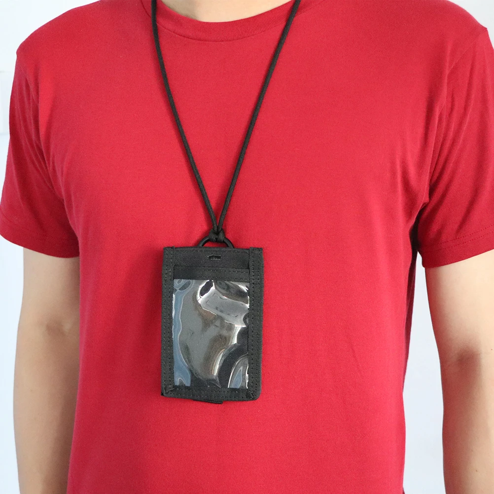 

Id Badge Holder Adjustable Neck Lanyard Nylon For School Id Driver License Business Card Pass Case Protector Badge