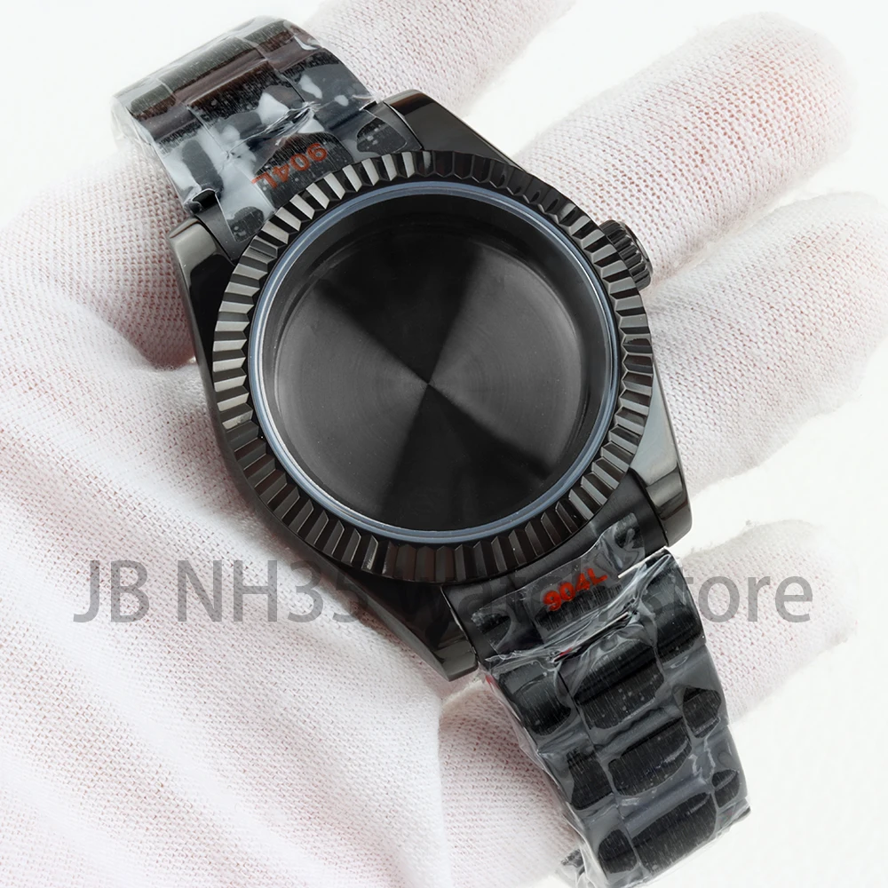 36/39 مللي متر ساعة سوداء حافظة 20 مللي متر حزام 316L الفولاذ المقاوم للصدأ المحار/اليوبيل سوار ل Datejust NH35 NH36 حركة 28.5 مللي متر الطلب
