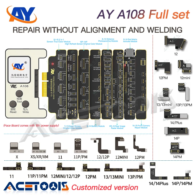 AY A108 Programmer For iPhone X-14ProMax Dot Matrix Projector True Tone Battery Health Data Change Camera Repair Pop-up Window